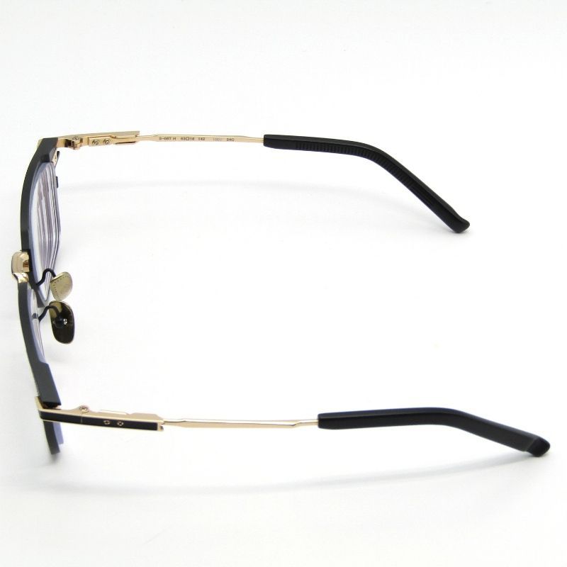 999.9 フォーナインズ メガネフレーム S-06 T H 度入り HIGH-END スクエア 1001 ブラックマット ゴールド