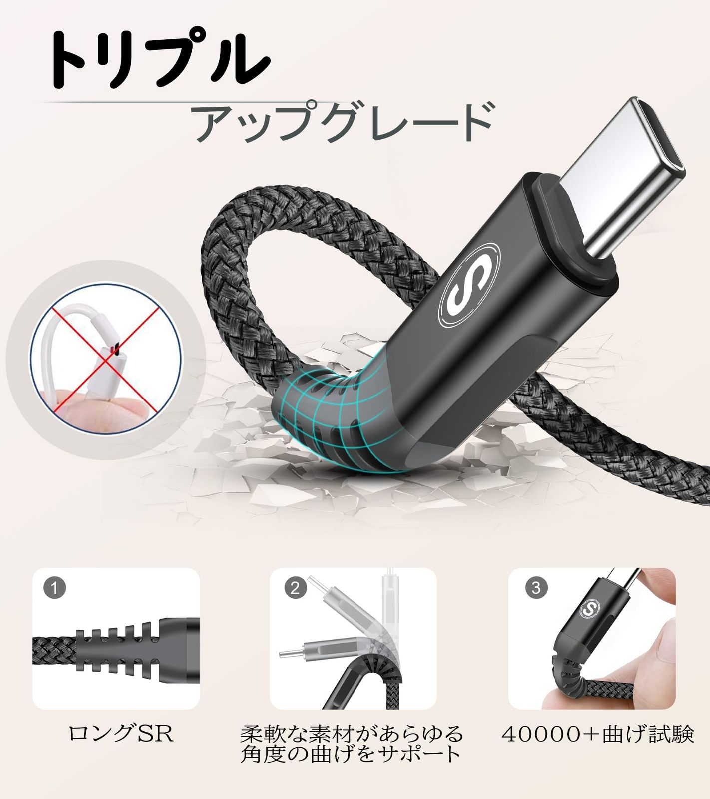 C : USB usb type-c 2M⁄2本セット 新品 USB Cケーブル100W【3m/2本セットPD急速充電5A】Sweguard タイプc ケーブル iPhone 17 16 15充電けーぶるアイフォン15 16いphone16 15 pro MaxMacbook/iPad Pro/Air/M