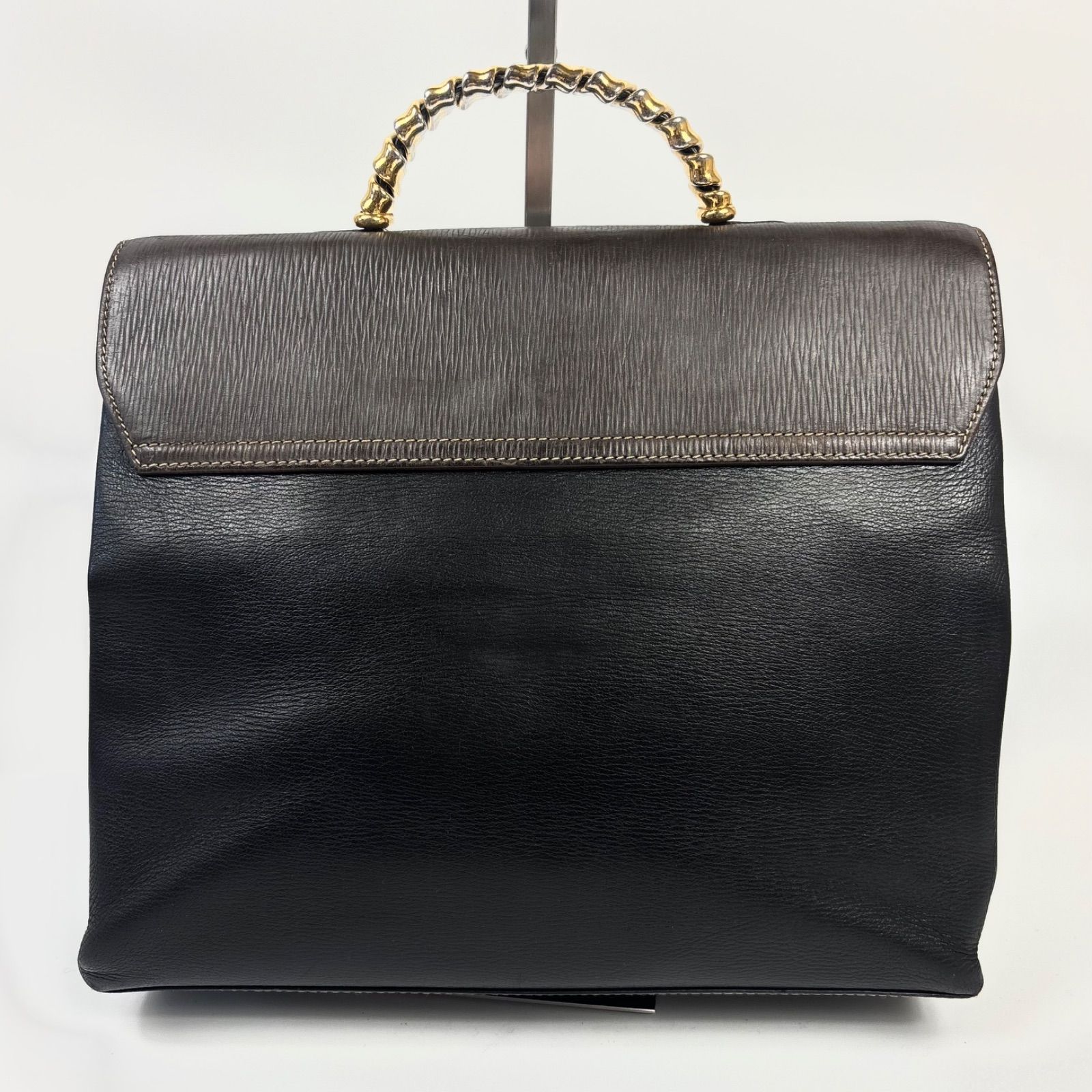 LOEWE ロエベ ベラスケス ツイスト ハンドバッグ トップハンドル バイ レザー ブラック 黒 ブラウン 茶 ゴールド金具