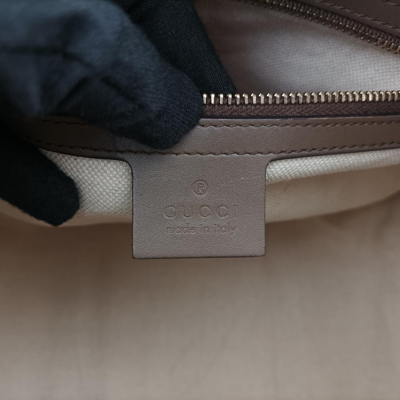 グッチGucciシェリーラインベージュ×レッド×ブラウンキャンバス×レザー