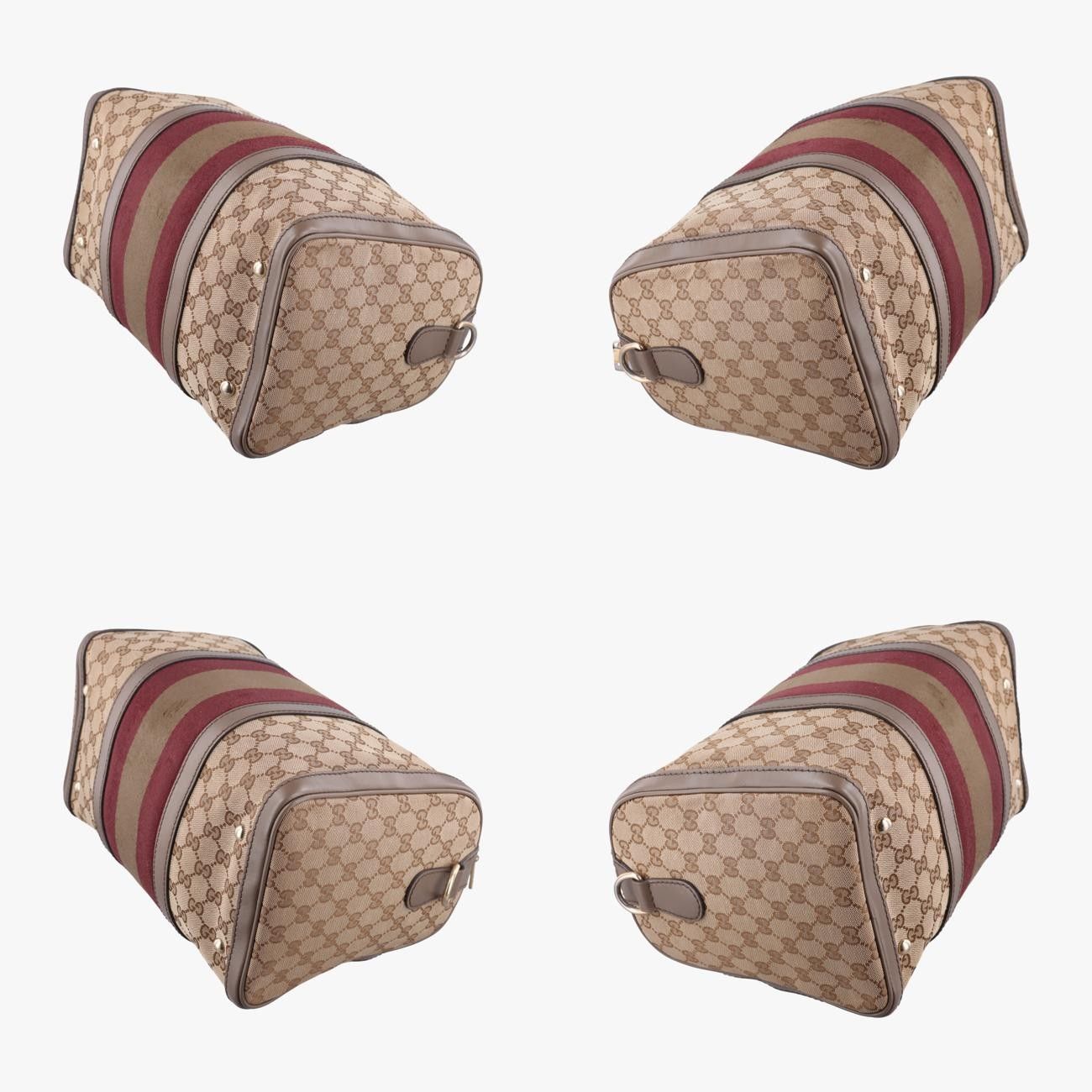  グッチGucciシェリーラインベージュ×レッド×ブラウンキャンバス×レザー メッセンジャーバッグ ショルダーバッグ