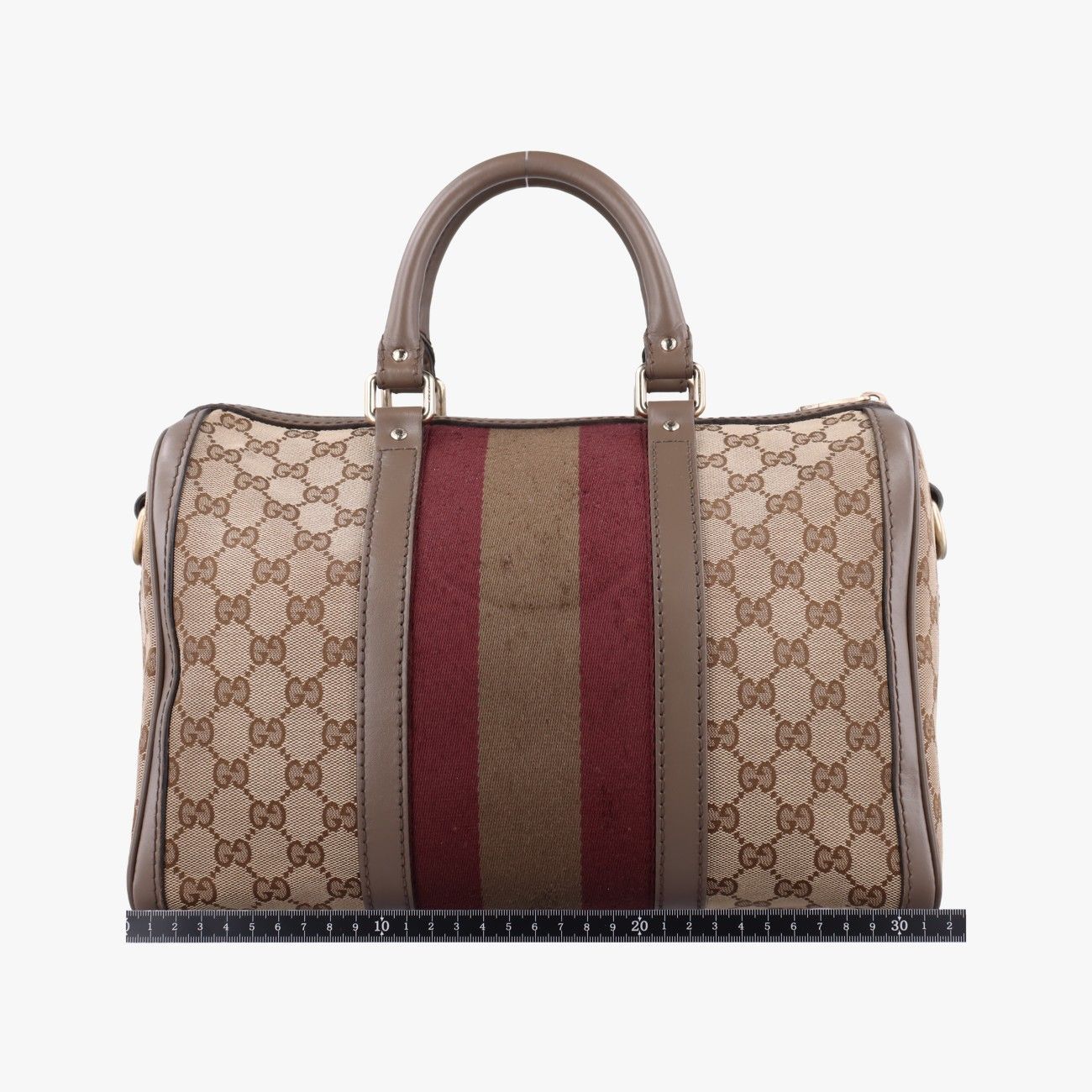 グッチGucciシェリーラインベージュ×レッド×ブラウンキャンバス×レザー247205A016641754
