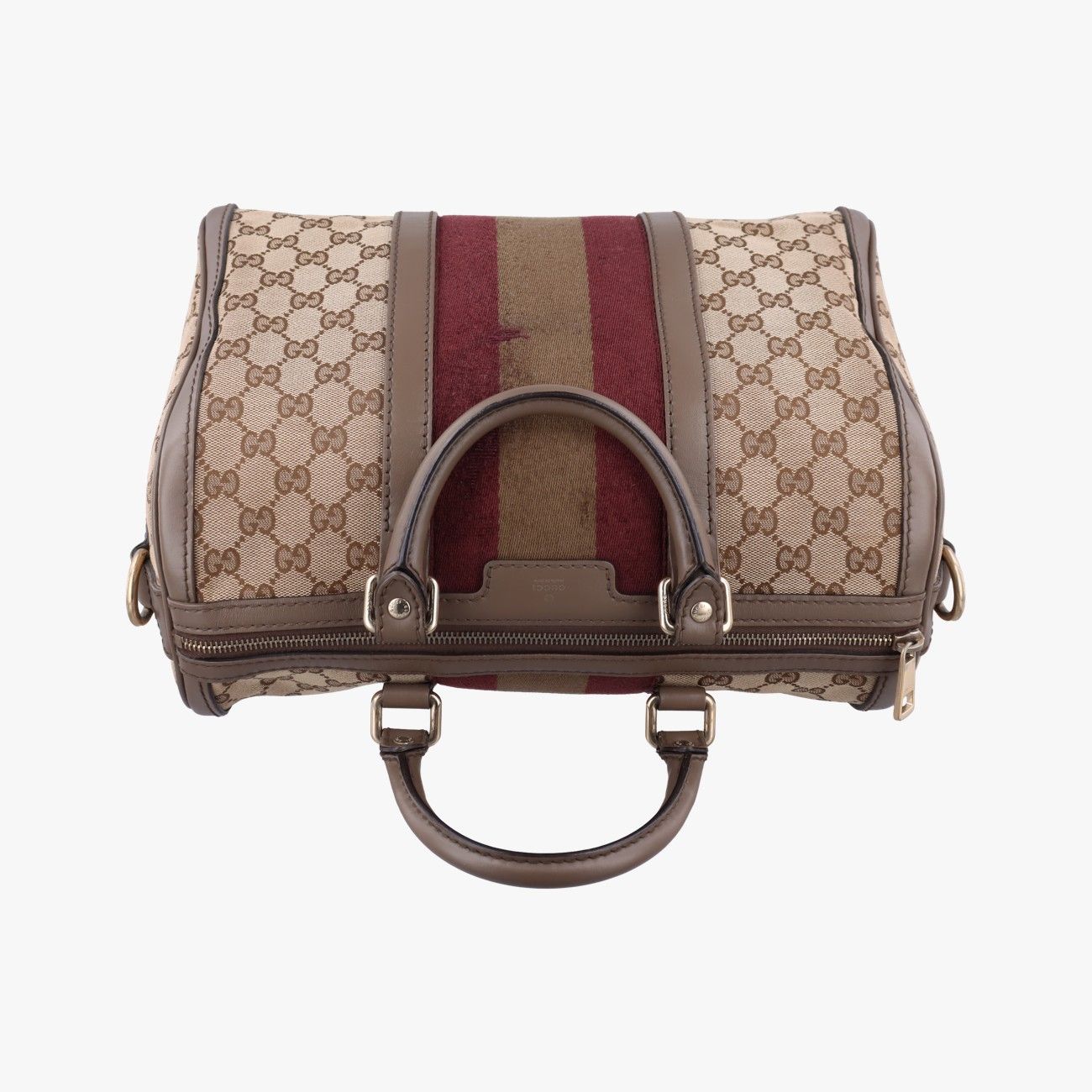 グッチGucciシェリーラインベージュ×レッド×ブラウンキャンバス×レザー