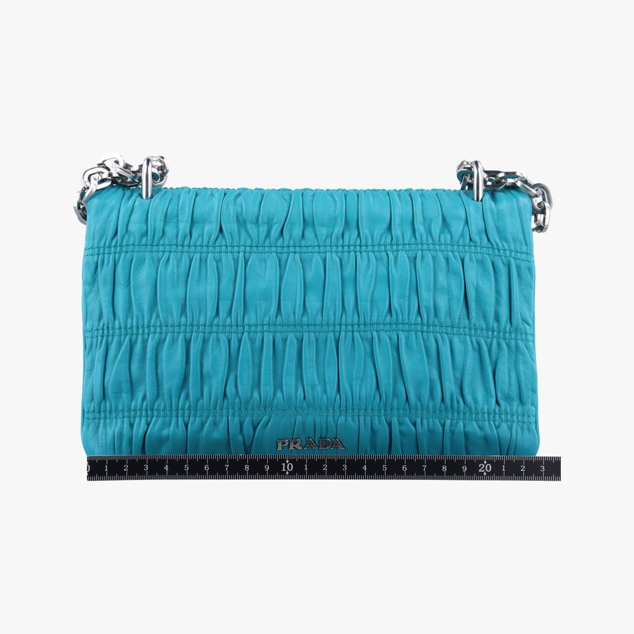 プラダPradaナッパ ゴーフル ネロ ハンドバッグブルーナッパレザー233