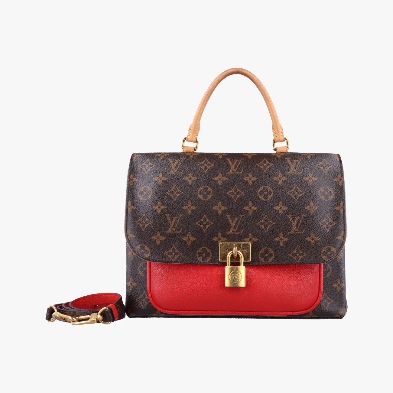 ルイヴィトンLouis Vuittonマリニャン モノグラム ブラウン系×コクリコ モノグラムキャンバス×カーフレザー M44286 FL5127