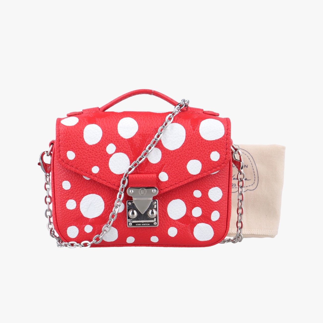 ルイヴィトンLouis VuittonYayoi Kusamaコラボ メティス レッド×ホワイト レザー M81983 ICチップ