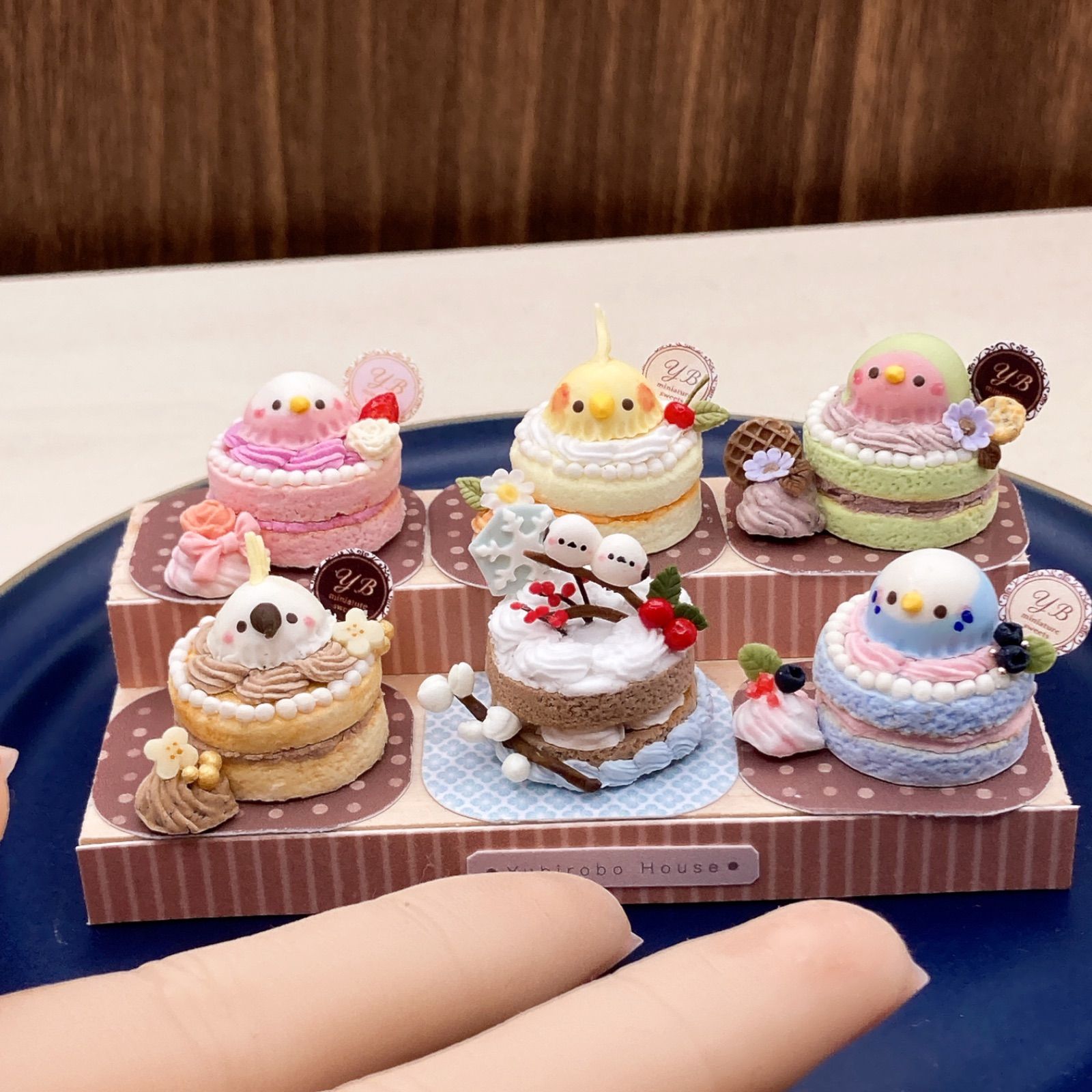 ミニチュア 6種の鳥さんケーキセット ハンドメイド