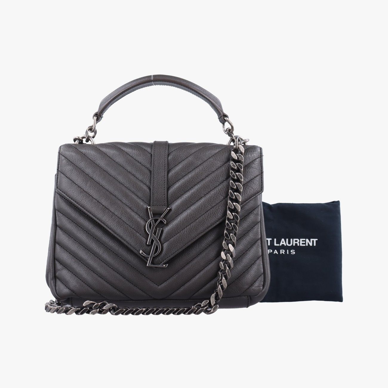 イヴサンローランYves Saint Laurentカレッジ グレー レザー 428056 PMR428056.0716