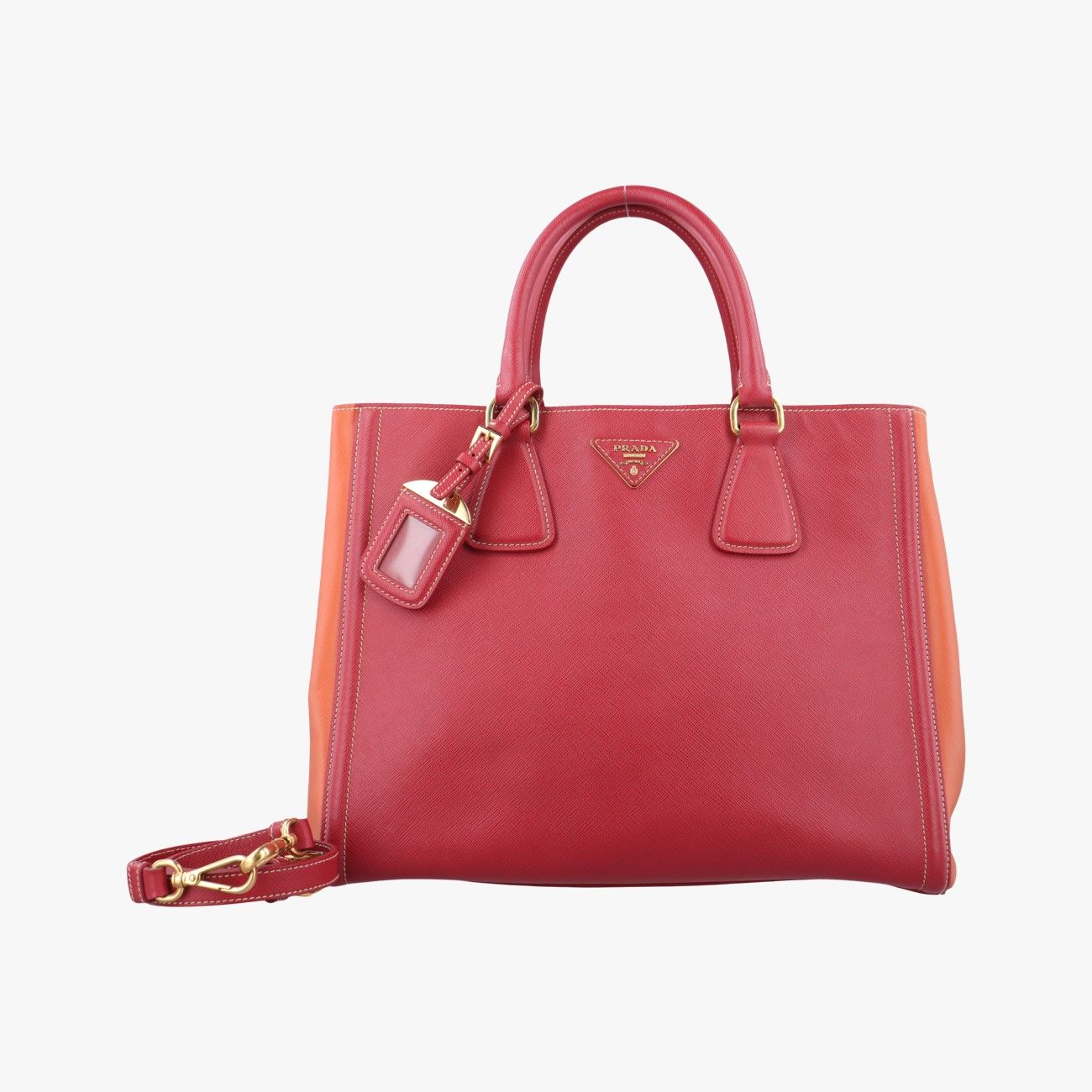 プラダPradaガレリア レッド×オレンジ サフィアーノレザー BN2274 7 R 165