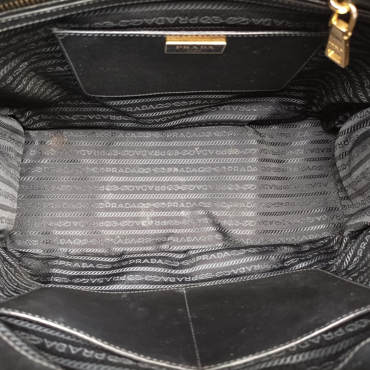 プラダPradaガレリア ブラック×ホワイト サフィアーノレザー B2274A 103 DECORATOM_COM_BR