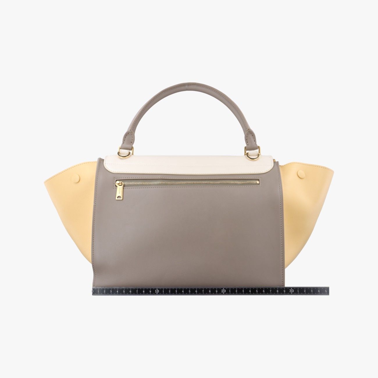 セリーヌCelineトラペーズ イエロー×アイボリー×グレー レザー S-CE-1103