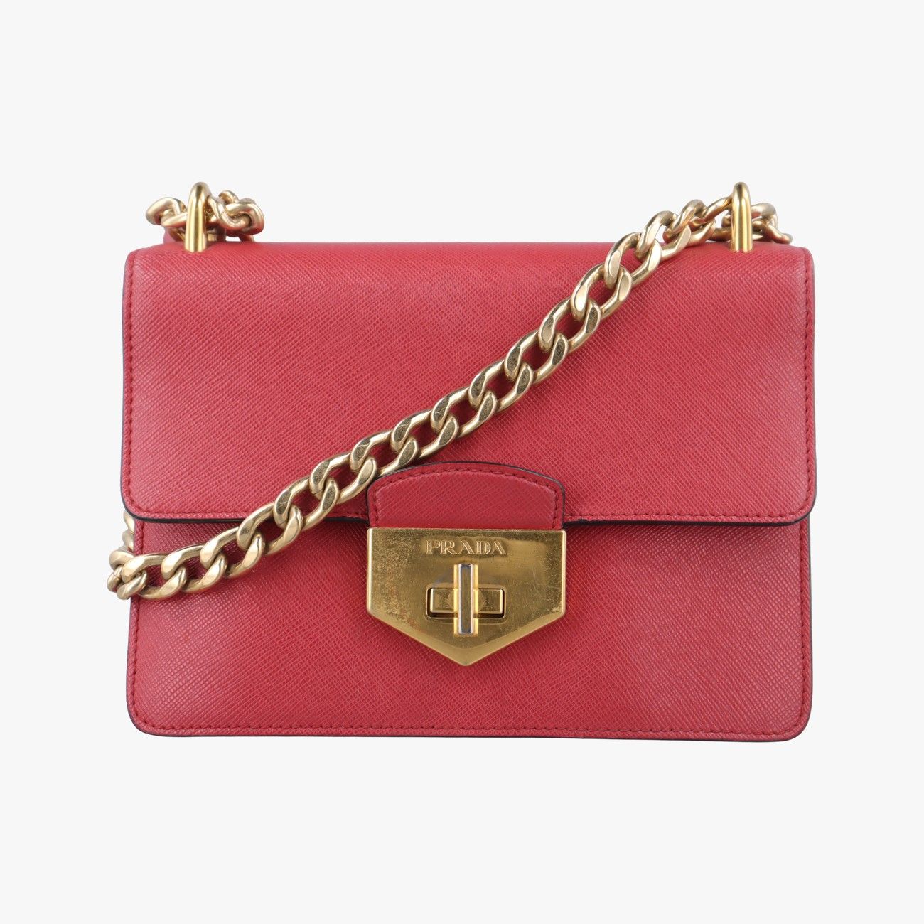 プラダPradaターン ロック レッド サフィアーノレザー 1BD089 222