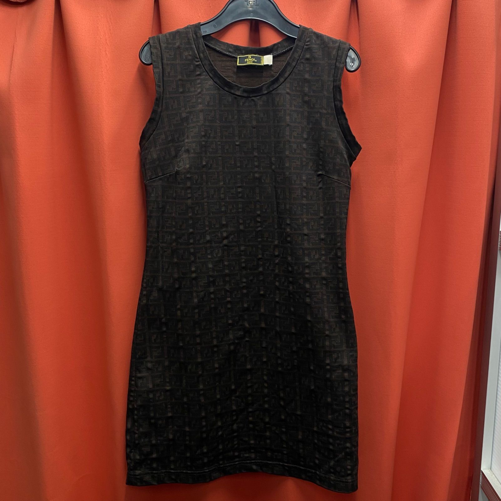 FENDI フェンディ ズッカ ズッキーノ ワンピース ダークブラウン系 ノースリーブ イタリア製 40サイズ
