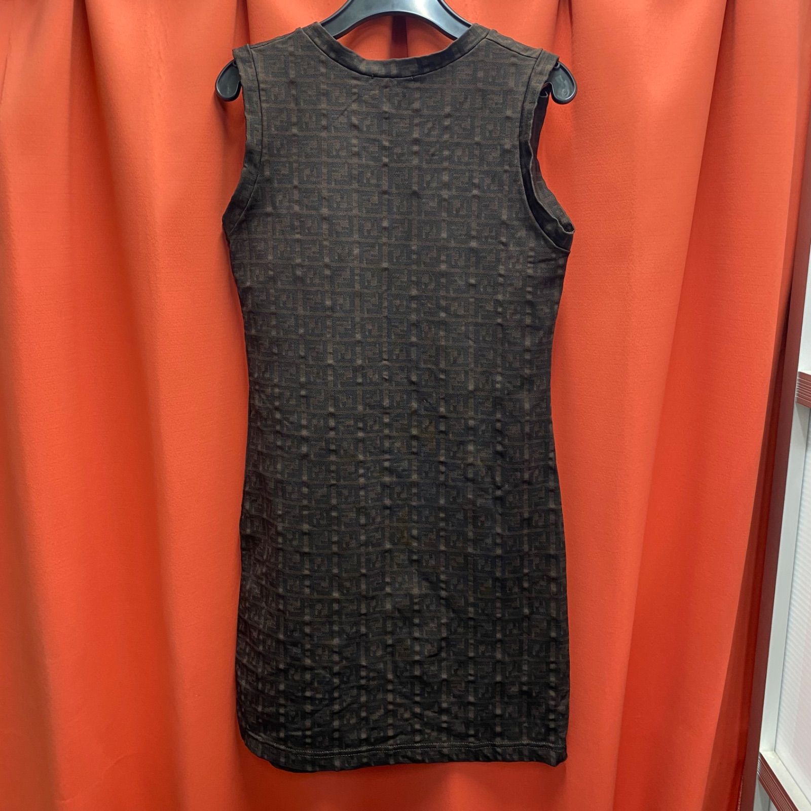 FENDI フェンディ ズッカ ズッキーノ ワンピース ダークブラウン系 ノースリーブ イタリア製 40サイズ
