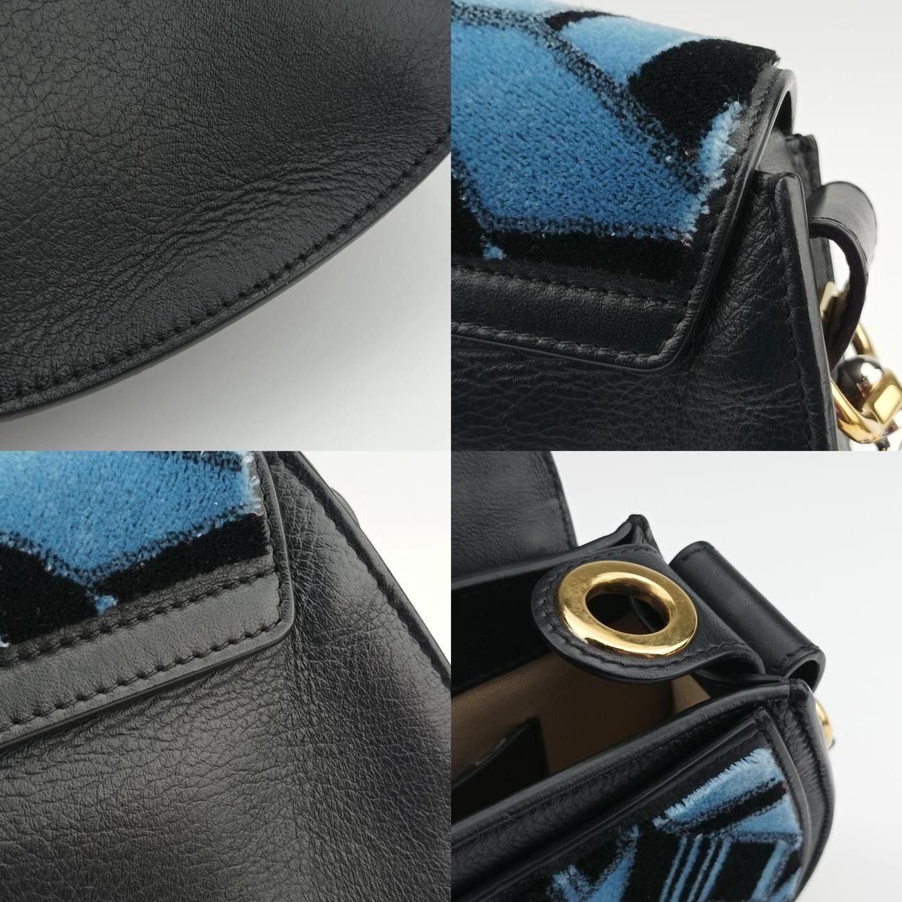 クロエChloeテス ブルー×ブラック ベロア 04 18 70 65 7 DECORATOM_COM_BR