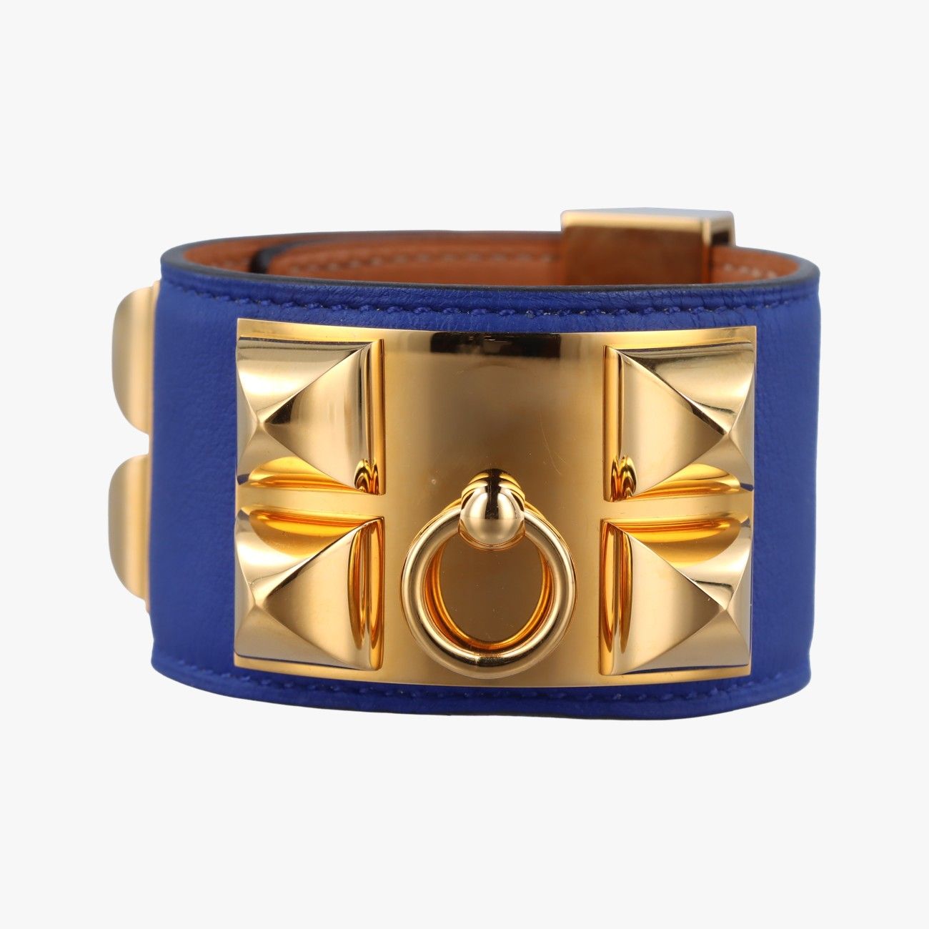 エルメスHermesコリエ ド シアン ブルー×ゴールド レザー×GP S O R