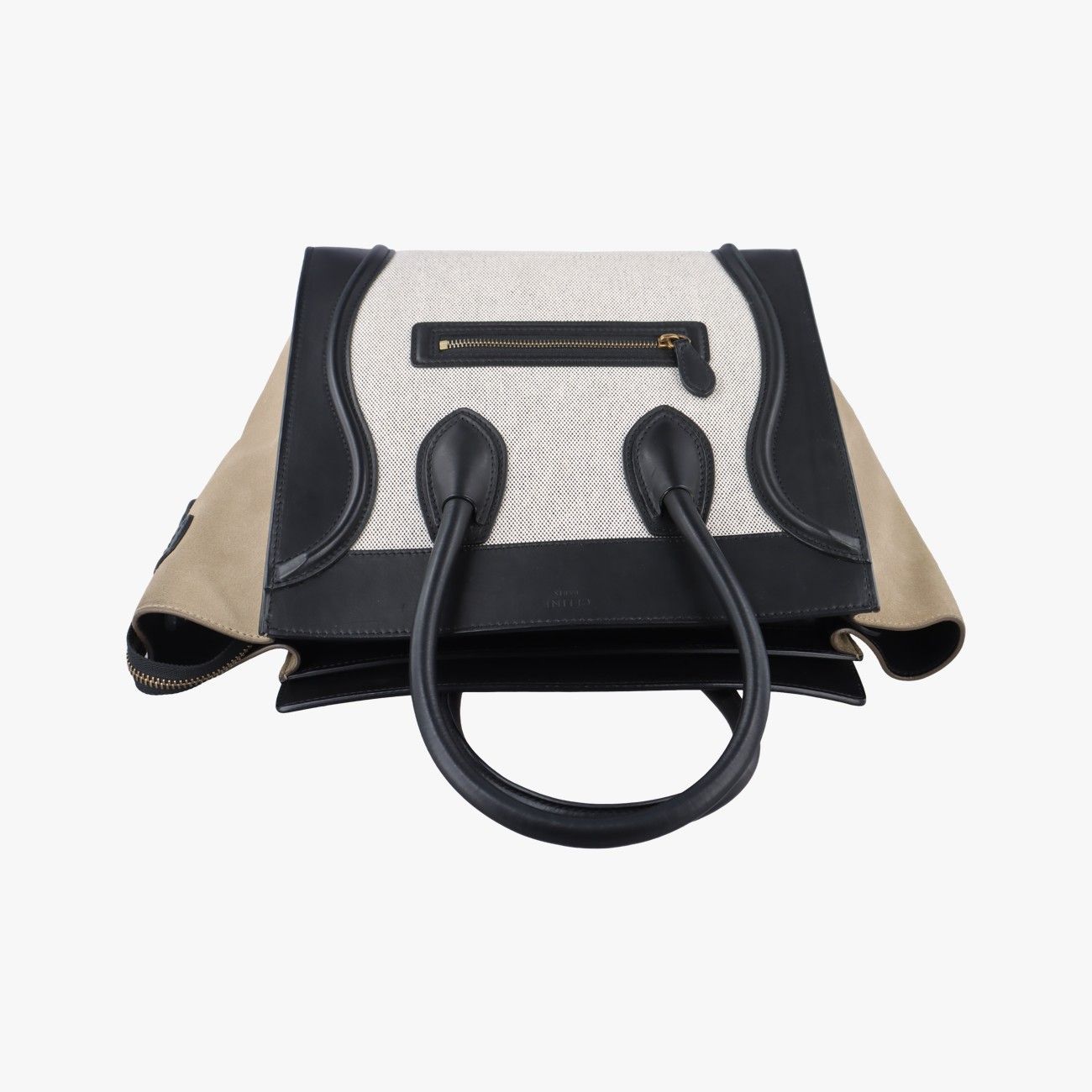 セリーヌCelineラゲージマイクロショッパーホワイト×ブラック×ベージュ