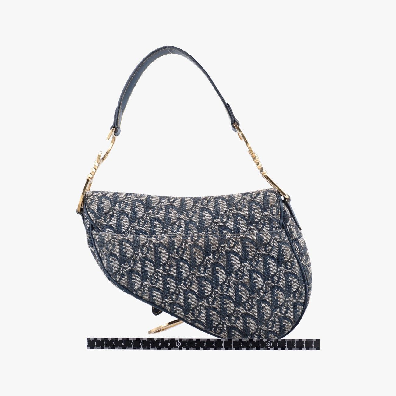 クリスチャンディオールChristian Diorサドル ネイビー×グレー ジャガード RU 1011