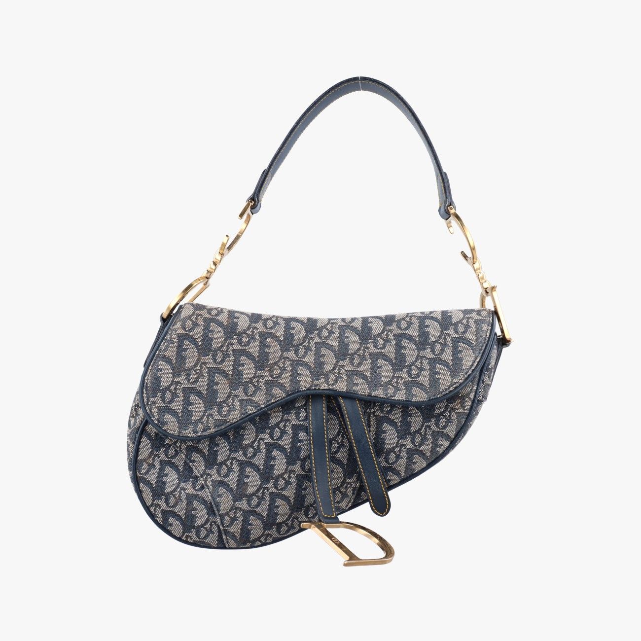 クリスチャンディオールChristian Diorサドル ネイビー×グレー ジャガード RU 1011