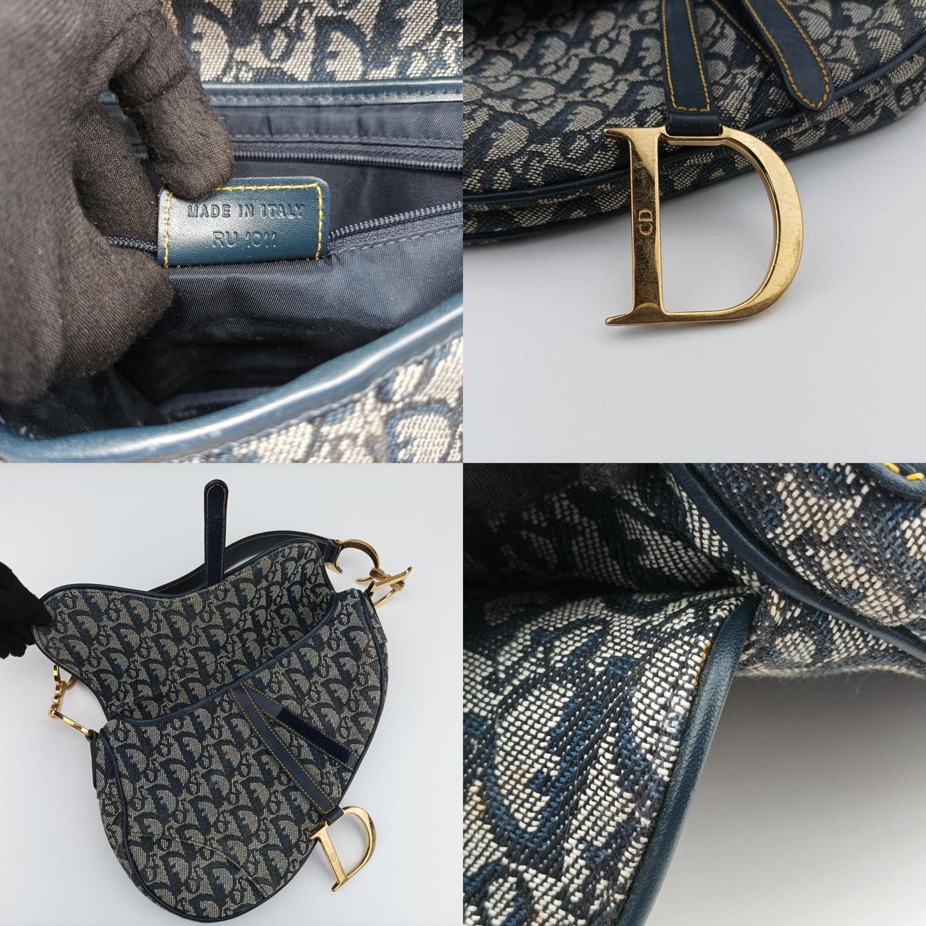 クリスチャンディオールChristian Diorサドル ネイビー×グレー ジャガード RU 1011 WWW_DECORATOM_COM_BR