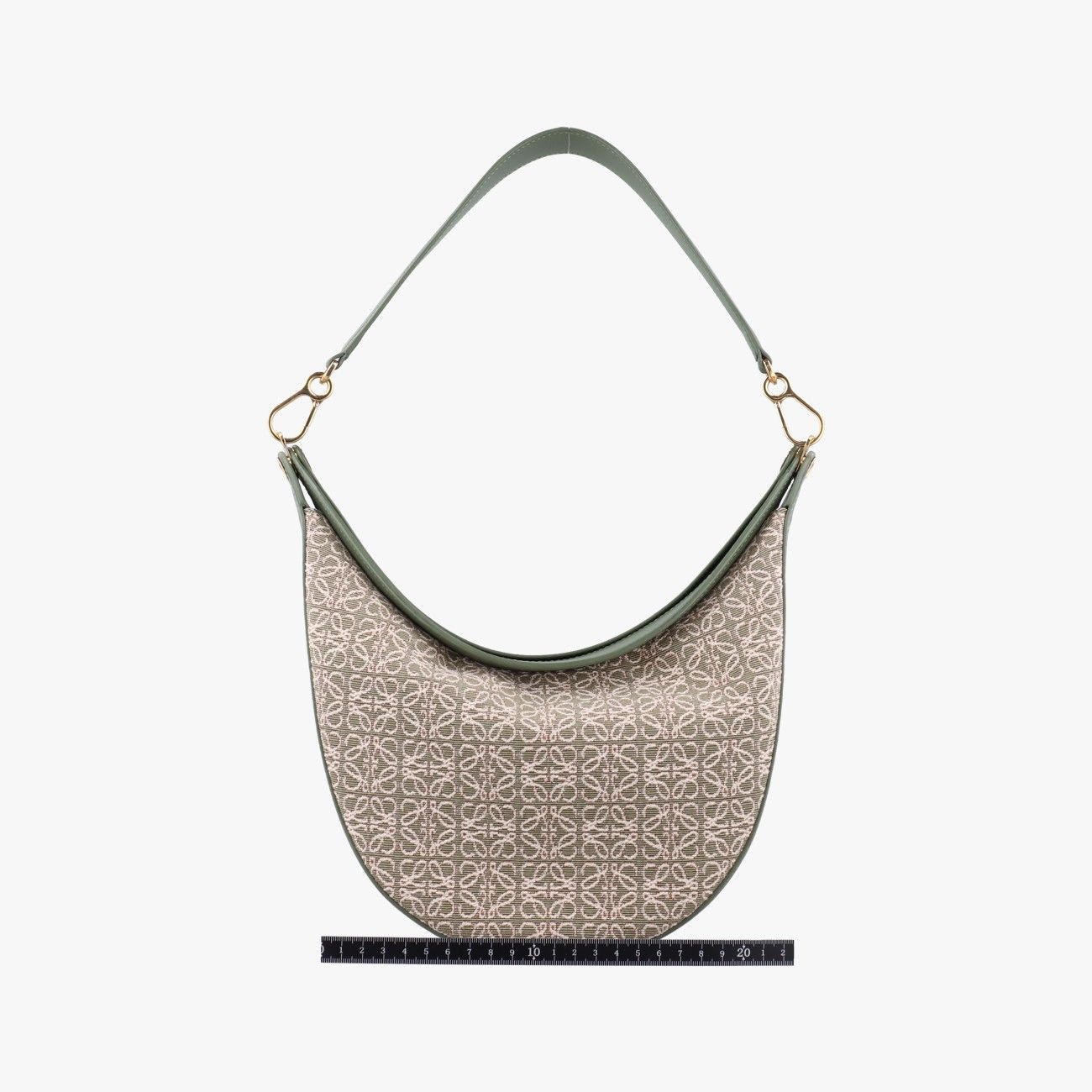 ロエベLoeweルナ アボカドグリーン×ベージュ レザー×キャンバス 272203