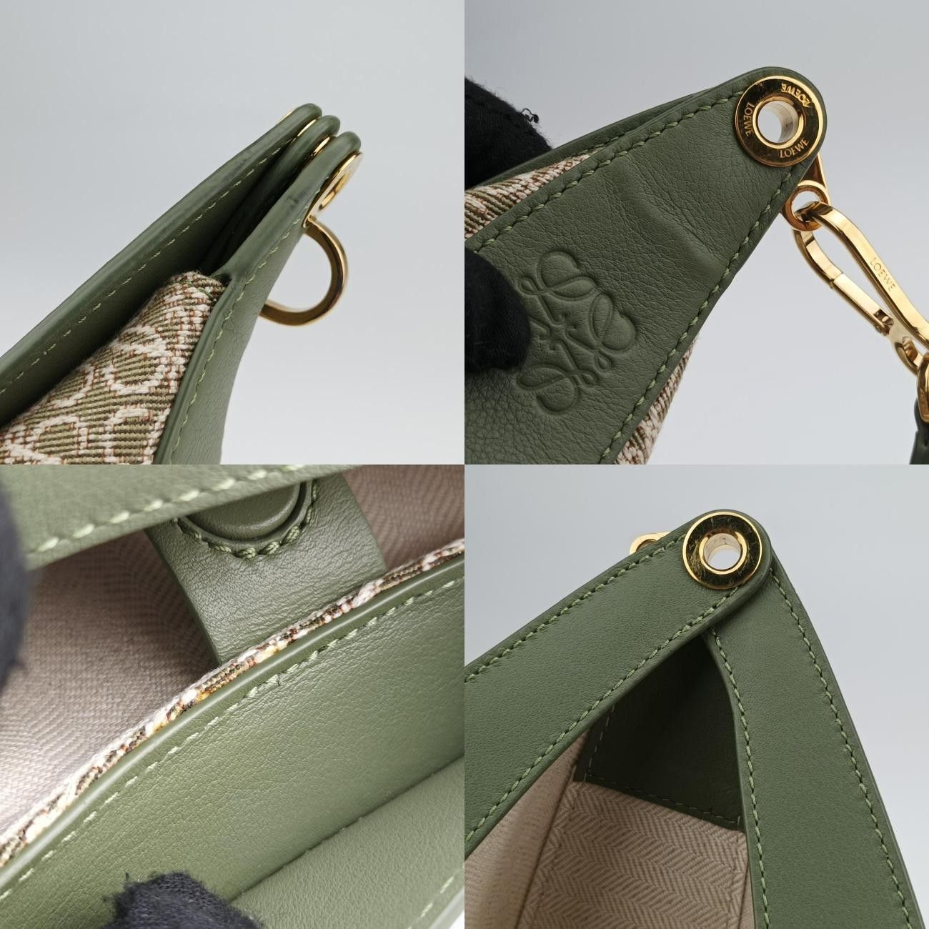 ロエベLoeweルナ アボカドグリーン×ベージュ