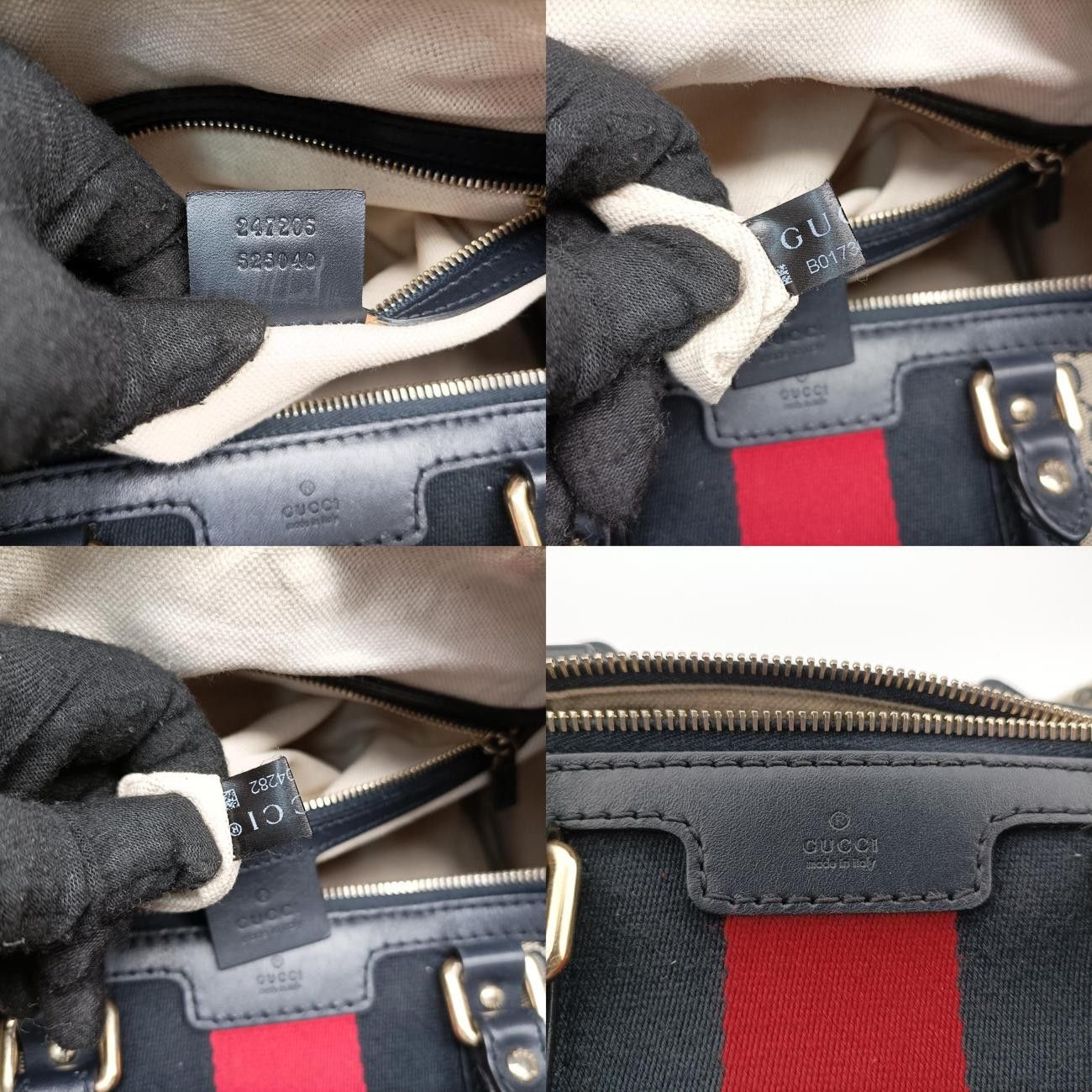 ネイビー×レッド×ベージュ レザー×キャンバス