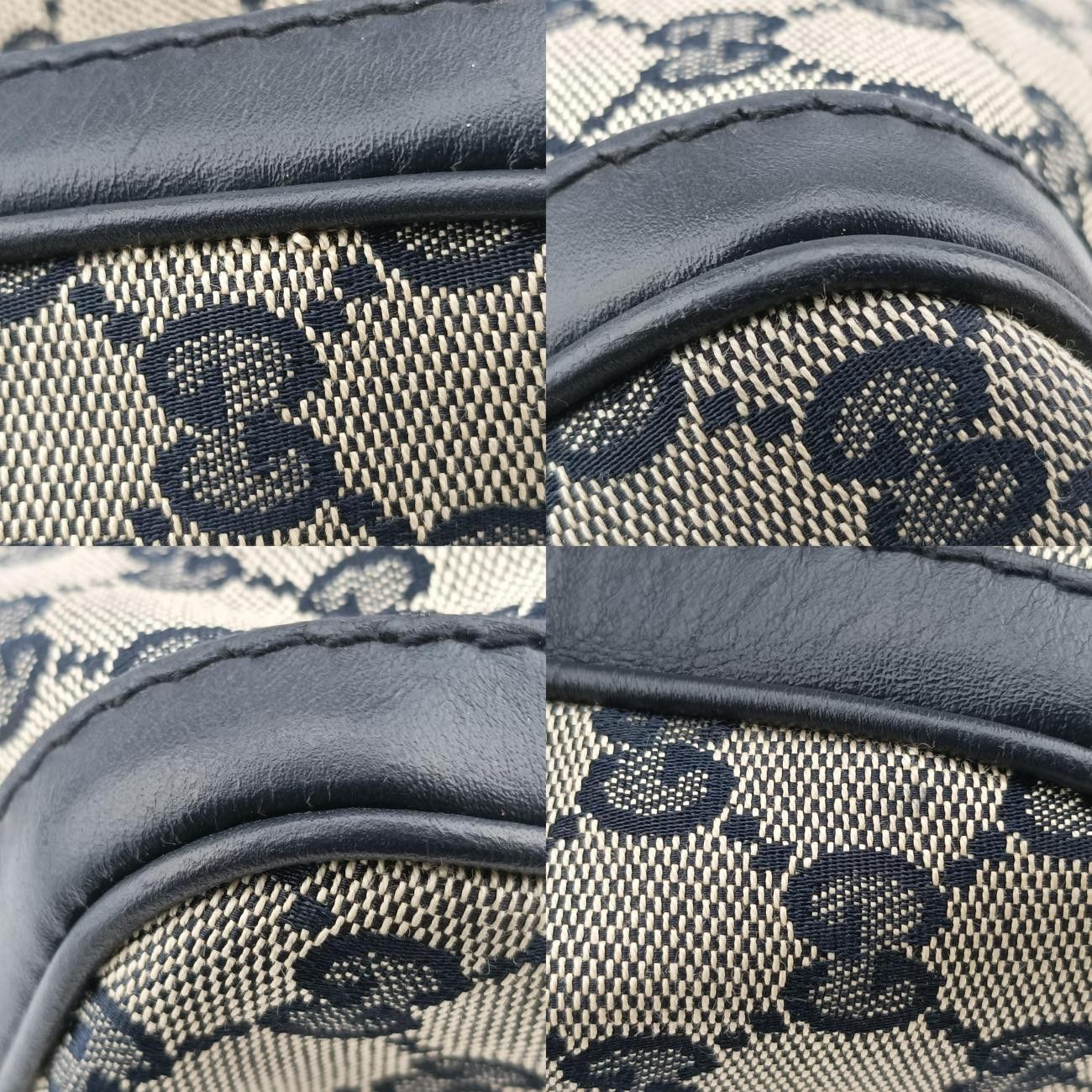 グッチGucciシェリーライン ネイビー×レッド×ベージュ レザー×キャンバス 247205 B017304282 DECORATOM_COM_BR