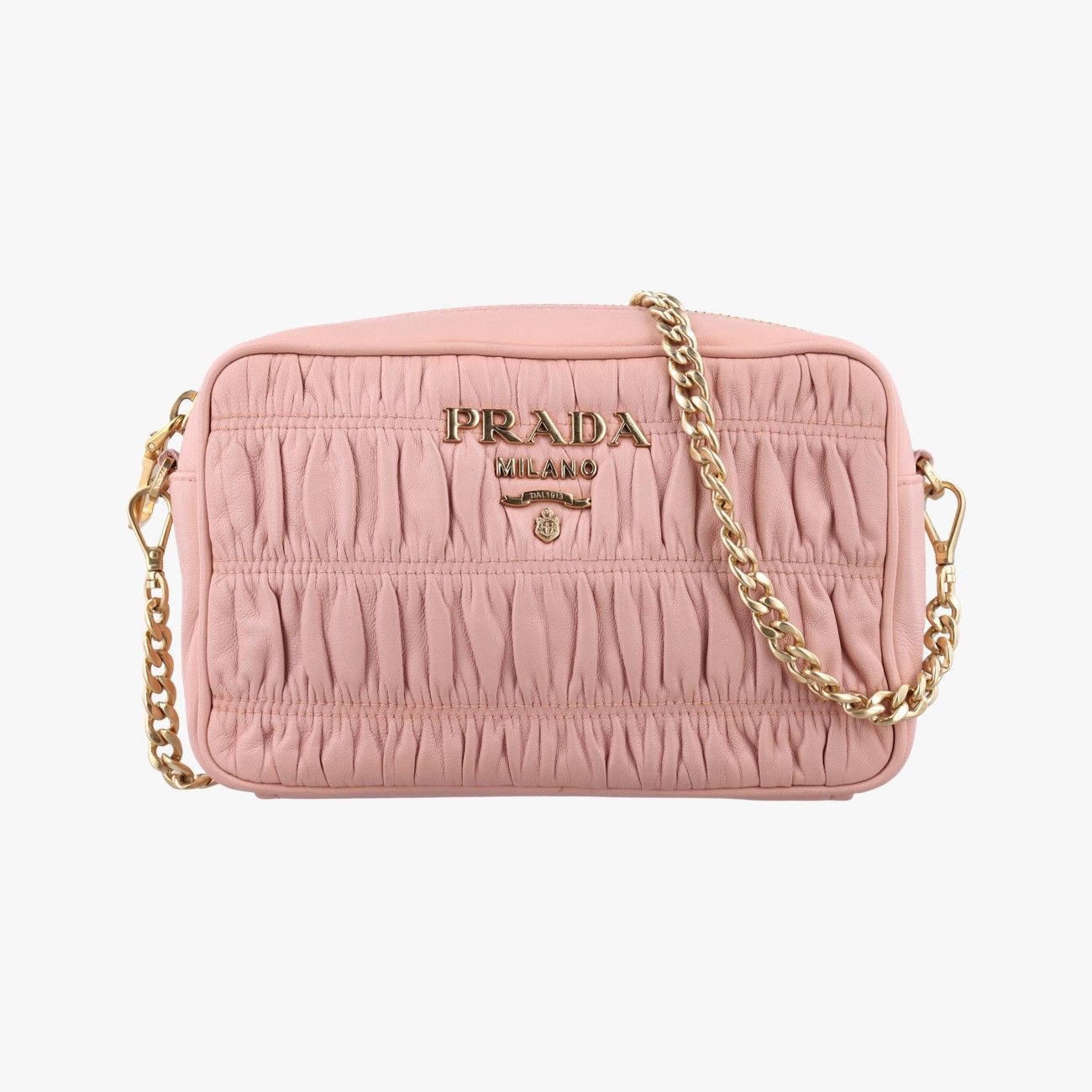 プラダPradaギャザーピンクナッパレザー1BH112197 B