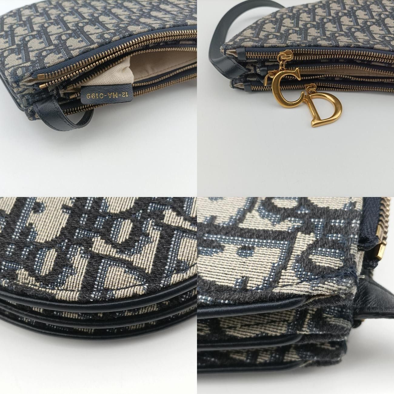 クリスチャンディオールChristian Diorサドルネイビー×グレージャガード12-MA-0199