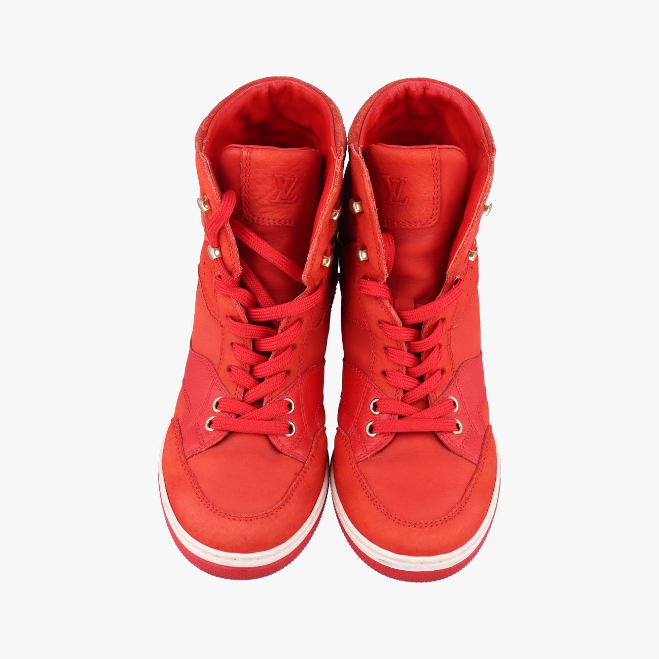 ルイヴィトンLouis Vuittonクリフトップスニーカー レッド レザー×スエード GO 0174 35