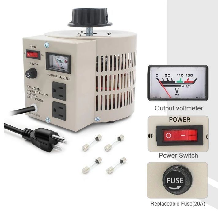  LVYUAN 可変トランス可変電圧レギュレータ 0 130 V 出力 110 120 入力 2000 VA 変圧器 アダプター 旅行用家電