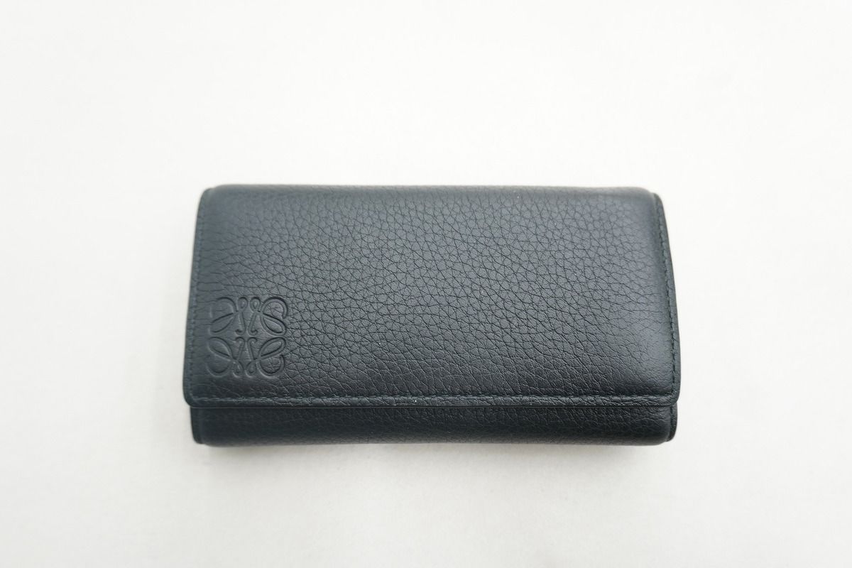 正規 LOEWE ロエベ KEY CASE NEGRO C660K92X02 412234 アナグラム ロゴ レザー キーケース 6連 ブラック 黒 本物 1029P