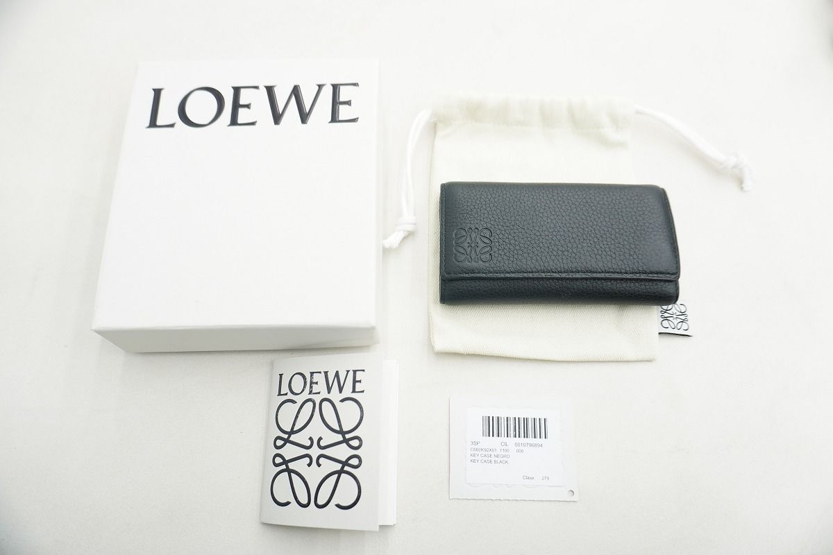 正規 LOEWE ロエベ KEY CASE NEGRO 412234 アナグラム ロゴ レザー キーケース 6連 ブラック 黒 1029 P