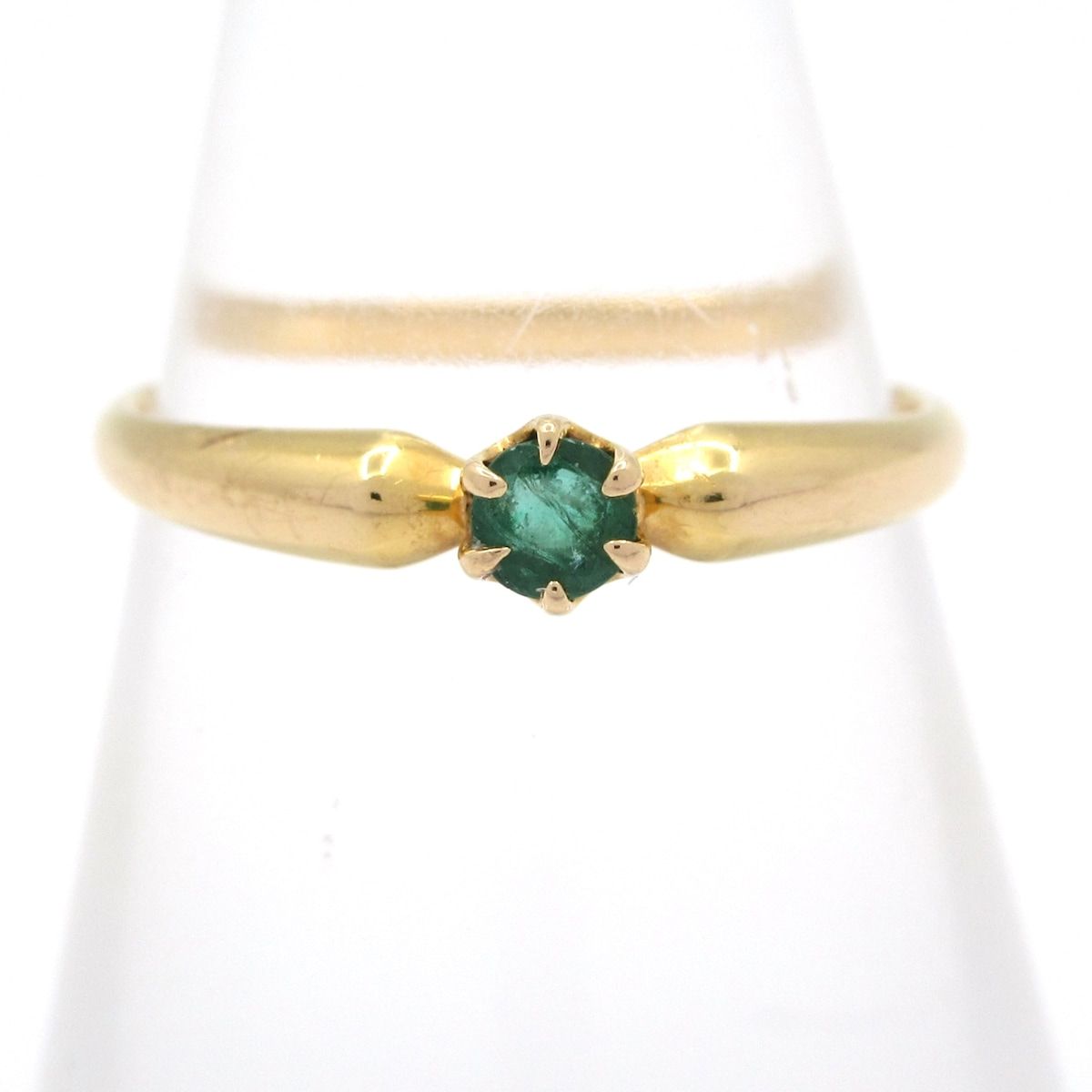 4℃ ヨンドシー リング - K18YG×グリーン 総重量 1.4g