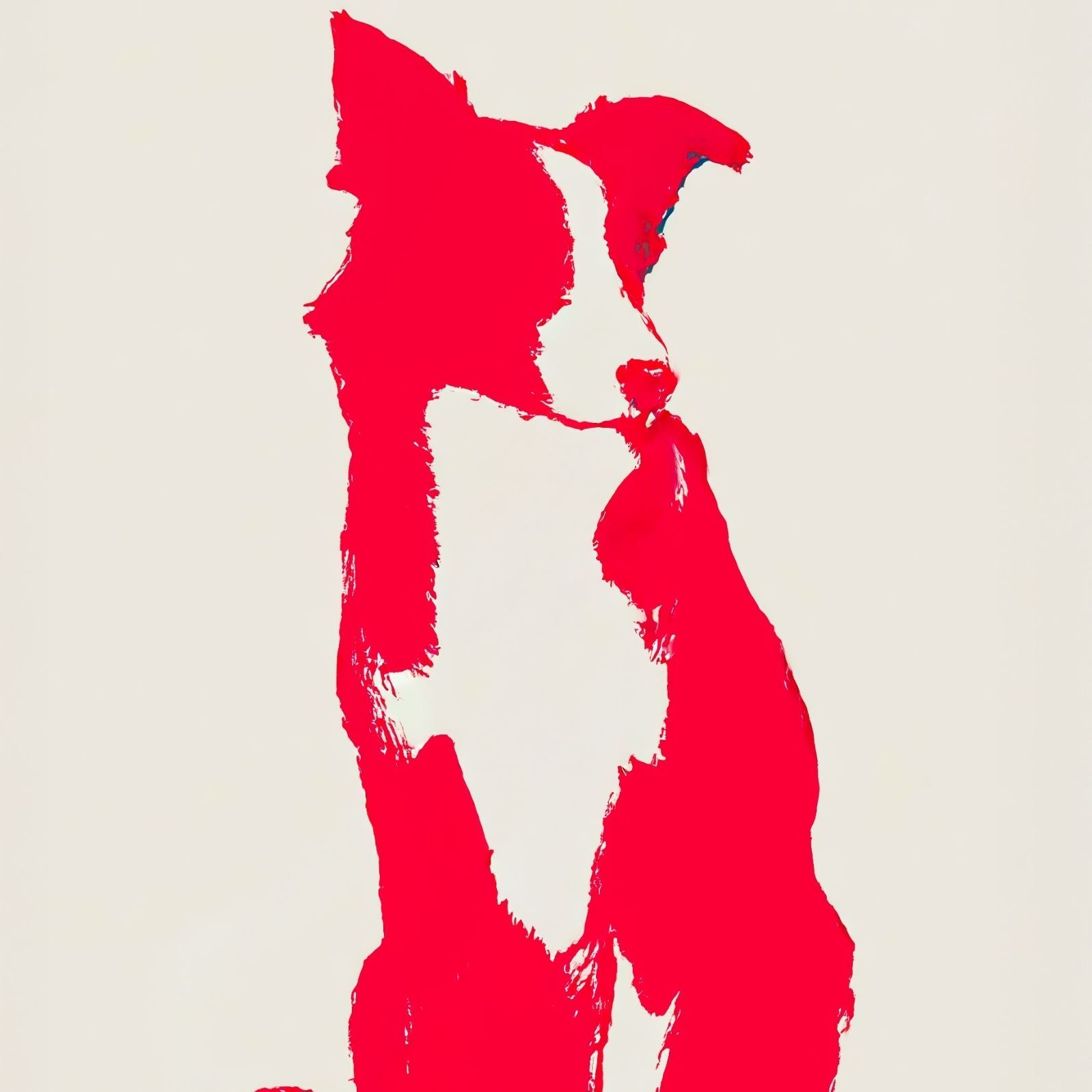 名入れOK Red Line - ボーダーコリー犬 No.1 アートポスター ペットロス 北欧モダン ミニマルインテリア カフェスタイル