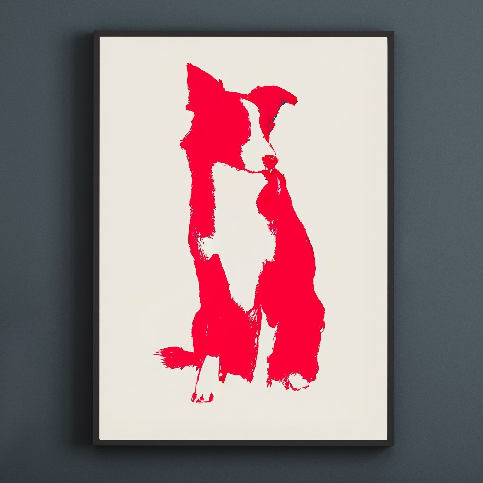 名入れOK Red Line - ボーダーコリー犬 No.1 アートポスター ペットロス 北欧モダン ミニマルインテリア カフェスタイル