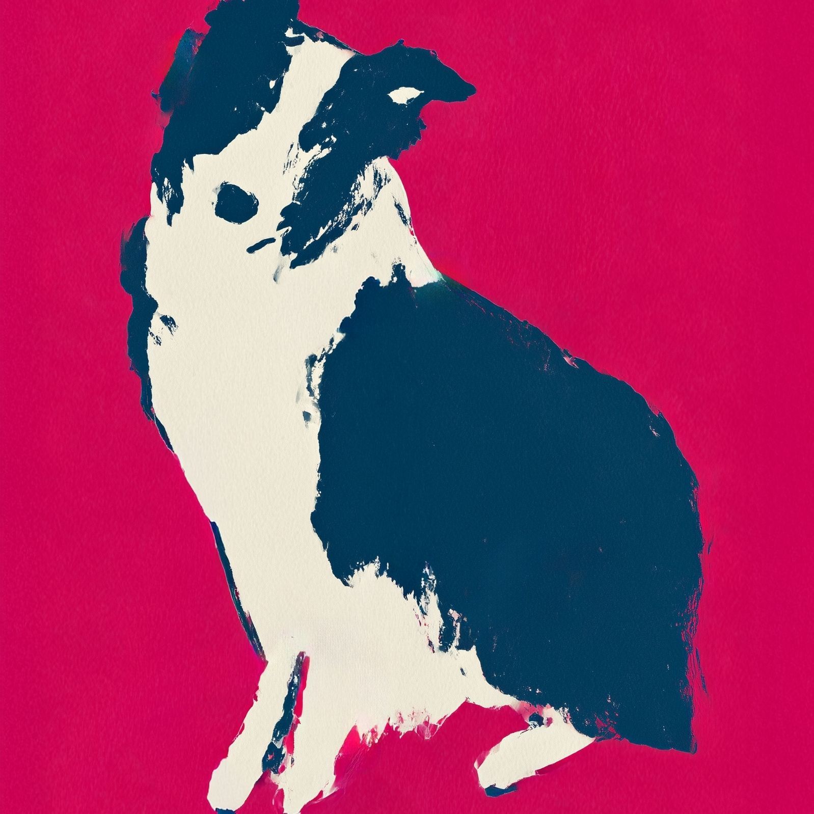 名入れOK Red Line ボーダーコリー犬 No 2 アートポスター ペットロス 北欧モダン ミニマルインテリア カフェスタイル