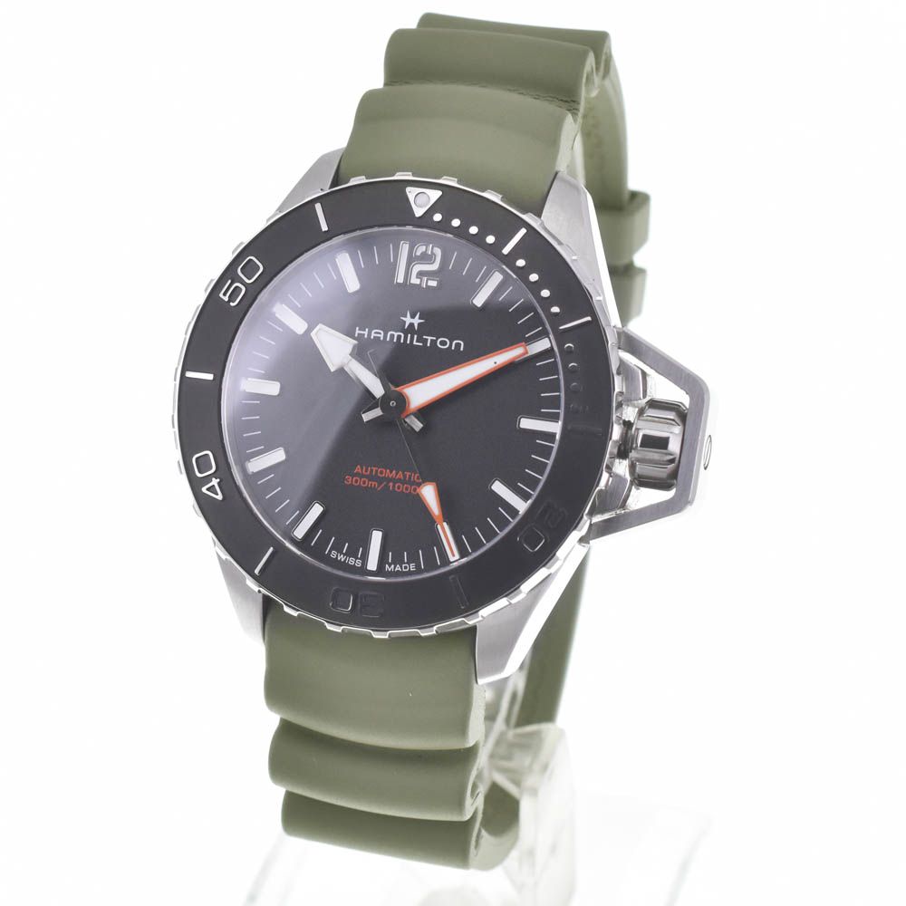 ハミルトン H 778250 カーキ ネイビー オープンウォーター 自動巻き メンズ 箱 保証書付き P 141194