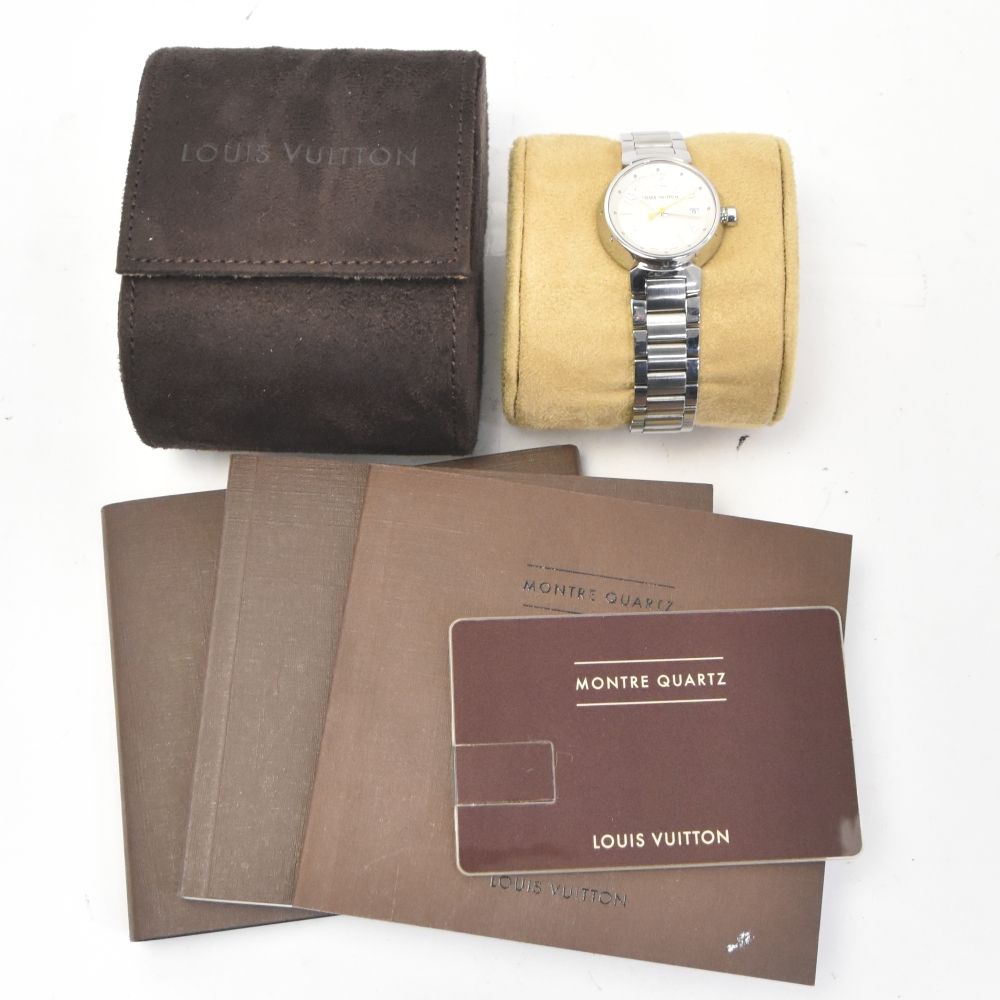 ルイ ヴィトン LOUIS VUITTON Q 121 K タンブール モノグラム クォーツ レディース 保証書付き P 141057