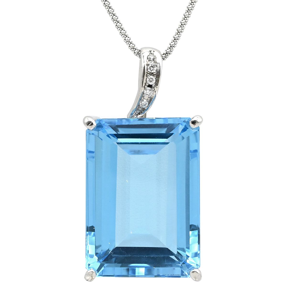 ネックレス ブルートパーズ ダイヤ K18WG ブルートパーズ ダイヤモンド ホワイトゴールド 青 ブルー ネックレス ダイヤモンド 四角