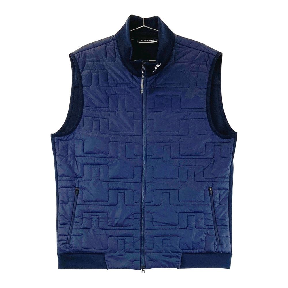 サイズ L J.LINDEBERG ジェイリンドバーグ 中綿切替 スウェット ジップベスト ネイビー系 240101432896 ゴルフウェア メンズ ストスト