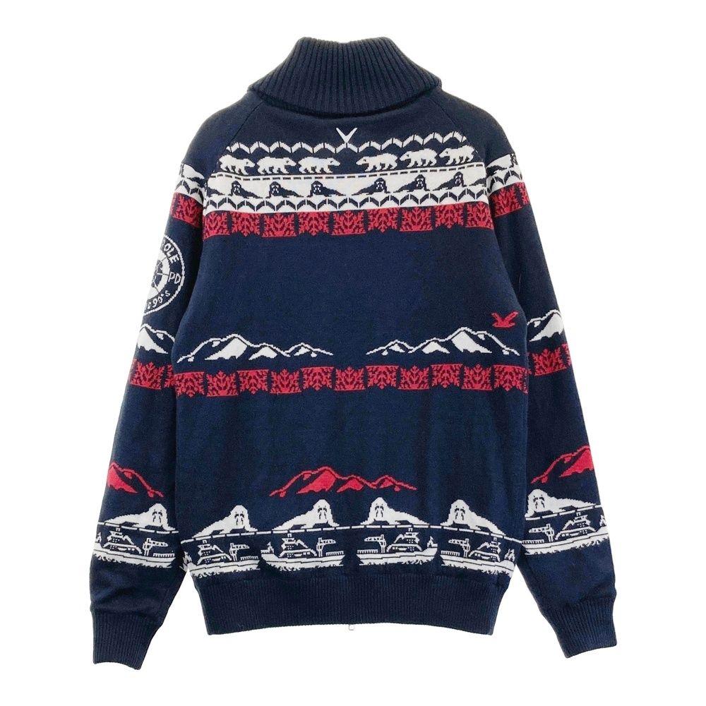 サイズ M CALLAWAY キャロウェイ 裏地付 ニット ジップジャケット ネイビー系 240101452876 ゴルフウェア メンズ ストスト