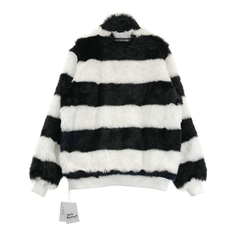 サイズ 1 JACK BUNNY ジャックバニー フェイクファー ハーフジップブルゾン ボーダー柄 ブラック系 240101470390 ゴルフウェア レディース ストスト