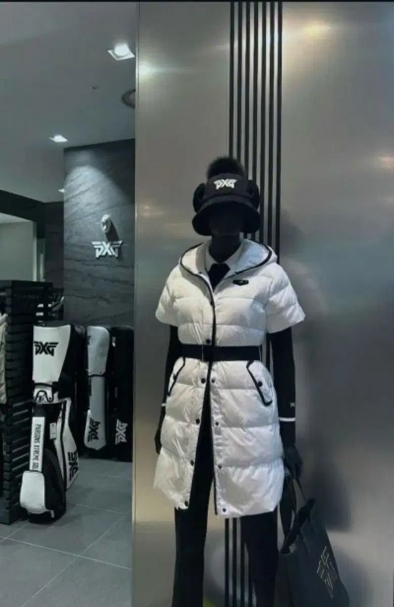 PXG 白 半袖 キルティング ダウン コート