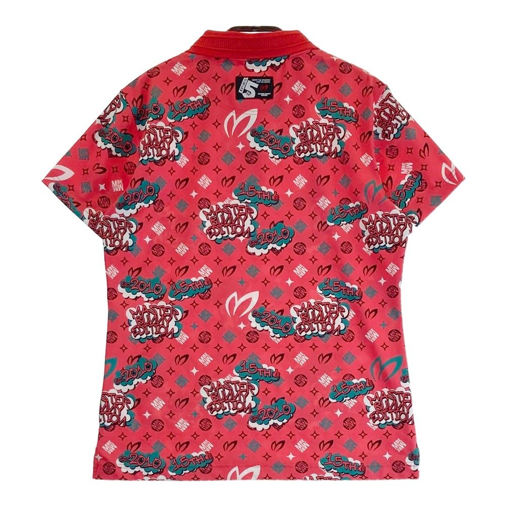 サイズ 1 MASTER BUNNY EDITION マスターバニーエディション モデル 15周年 半袖ポロシャツ ロゴ刺繍 総柄 レッド系 240101477430 ゴルフウェア レディース ストスト