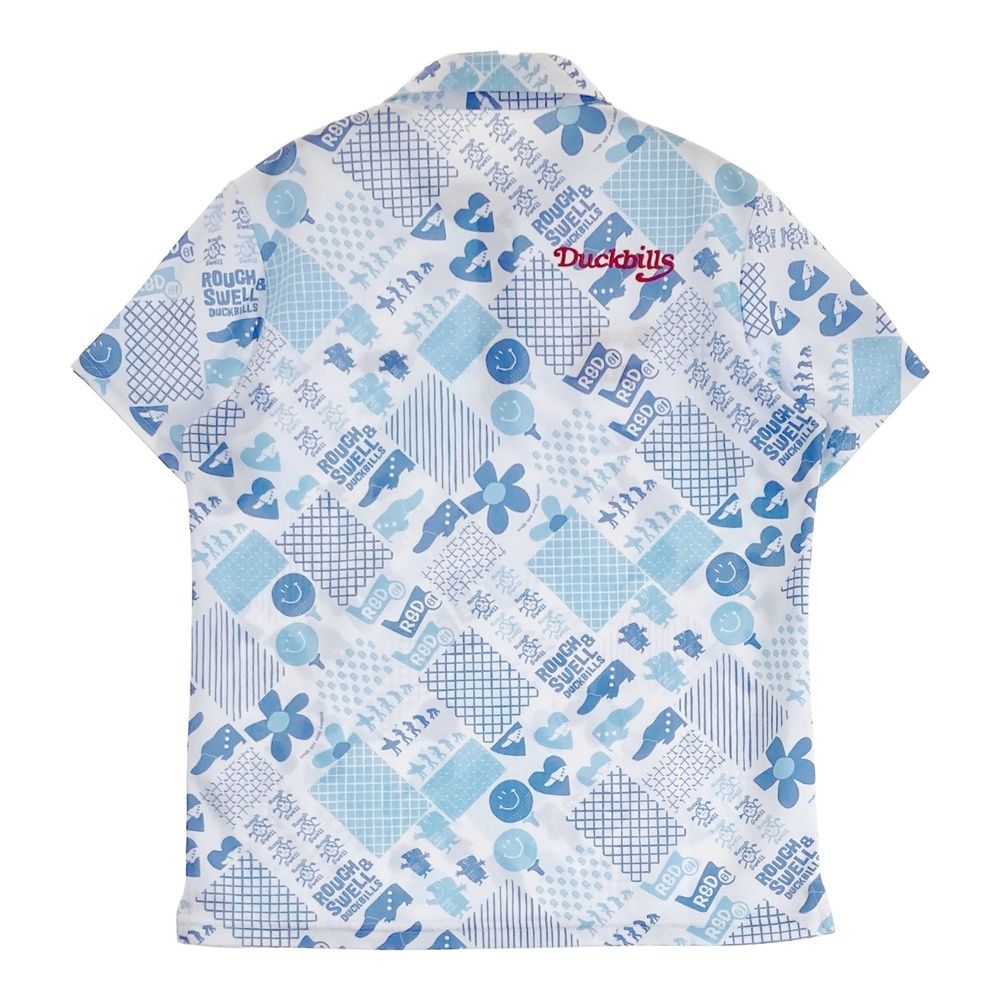 サイズ L ROUGH-SWELL ラフアンドスウェル モデル 半袖ポロシャツ ボタンダウン 総柄 ホワイト系 240101500427 ゴルフウェア レディース ストスト