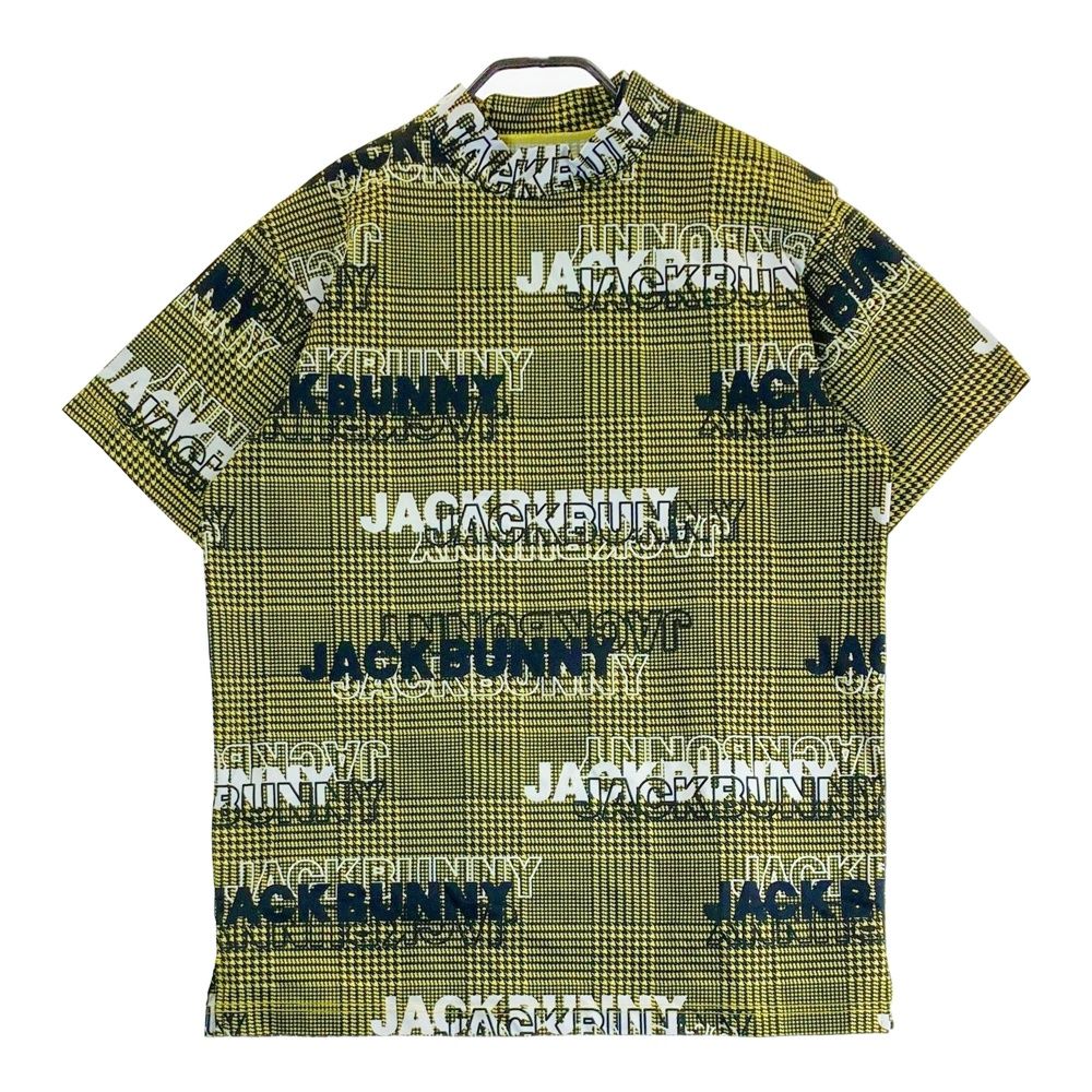 サイズ 5 JACK BUNNY ジャックバニー ハイネック 半袖Tシャツ ロゴ グレンチェック柄 イエロー系 240101545449 ゴルフウェア メンズ ストスト