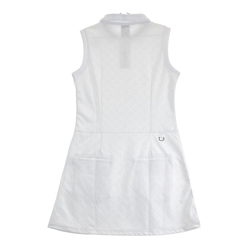 サイズ S DESCENTE GOLF デサントゴルフ モデル ノースリーブ ポロワンピース ロゴ 総柄 ホワイト系 240101545486 ゴルフウェア レディース ストスト