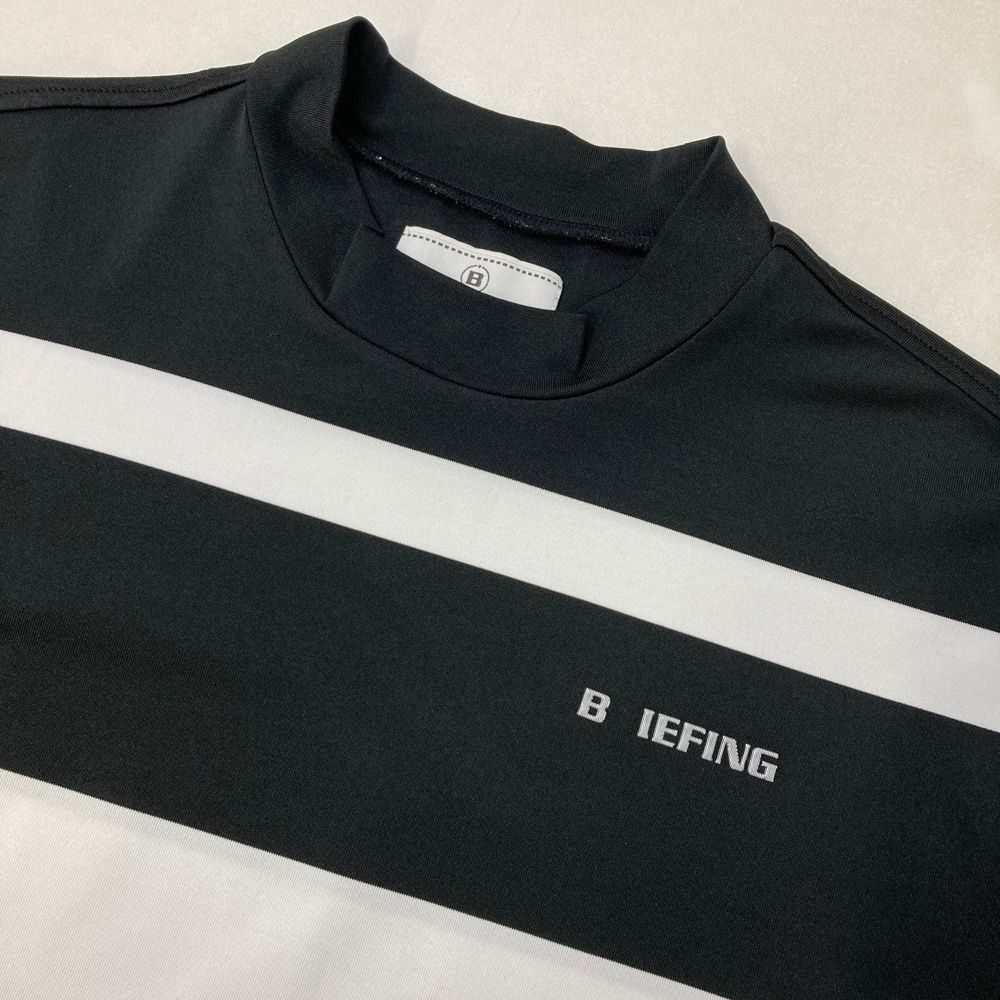 ⓁBRIEFING GOLF ブリーフィングゴルフハイネックボーダー半袖シャツ黒 サイズ：M BRIEFING GOLF ブリーフィング 2025年モデル ハイネック